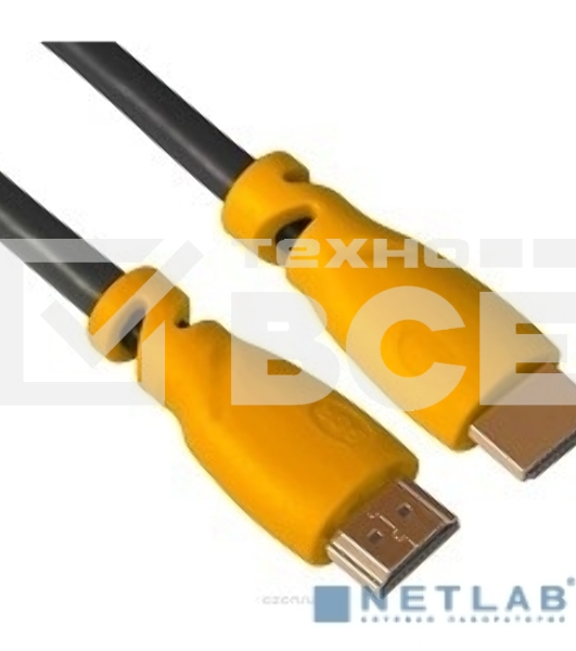 Кабель Greenconnect Кабель 1.5m v1.4 HDMI M/M черный, желтые коннекторы, OD7.3mm, 30/30 AWG, позолоченные контакты, Ethernet 10.2 Гбит/с, 3D, 4K , экран (GCR-HM340-1.5m)
