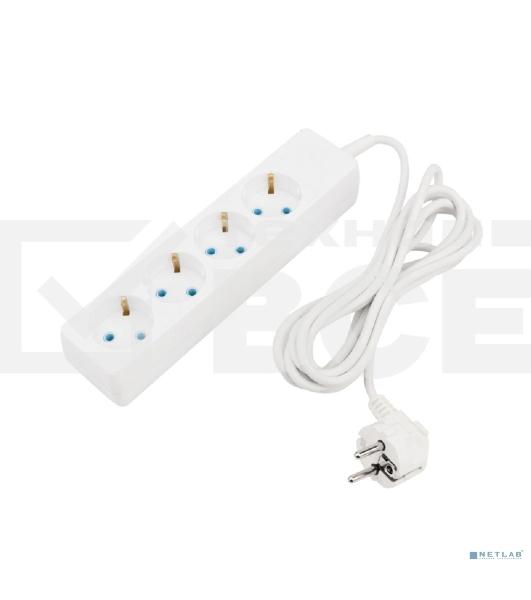Удлинитель PROconnect 4 гнезда, 3 м, 3х0.75 мм², с/з, белый