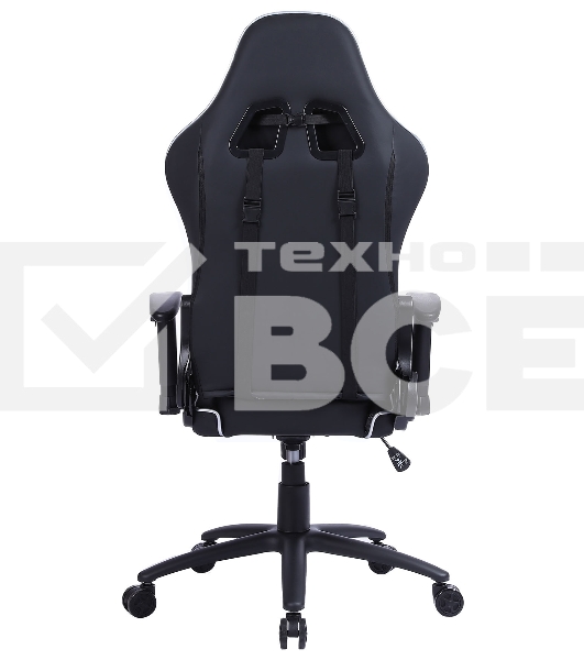 Кресло игровое Cactus CS-CHR-030BLS черный/серебристый, сиденье черный/серебристый, эко.кожа, с подголов. крестовина металл, пластик черный