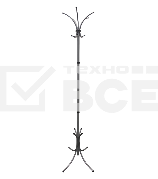 Вешалка напольная Бюрократ Нова-4 НОВА-4/GREY серый основание крестовина наконечники черный крючки двойные для верхней одежды метал. (упак.: 1 шт)