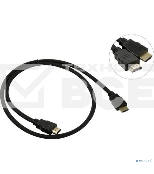 Кабель HDMI Exegate EX287729RUS EX-CC-HDMI2-1.0 (19M/19M, v2.0, 1м, 4K UHD, Ethernet, позолоченные контакты)