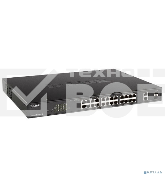 Настраиваемый L2 коммутатор D-Link DGS-1100-26MPPV2/A3A с 24 портами 10/100/1000Base-T и 2 комбо-портами 1000Base-T/SFP (порты 1-24 PoE 802.3af/at, порты 21-24 PoE 802.3bt, PoE-бюджет 525 Вт)