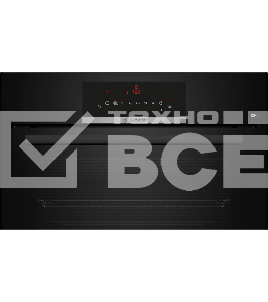 Встраиваемый духовой шкаф Bosch, Serie 8, объем 67 л, 12 режимов нагрева, 4D Hotair, телескопические направляющие, пиролиз, сенсорное управление, 40 автоматических программ, цвет черный