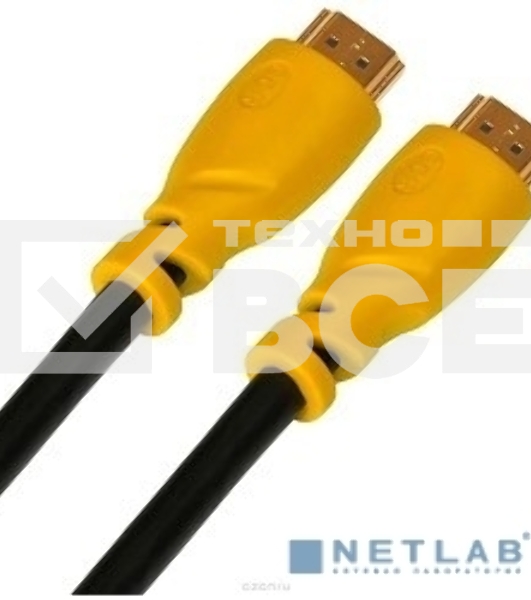 Кабель Greenconnect Кабель 1.5m v1.4 HDMI M/M черный, желтые коннекторы, OD7.3mm, 30/30 AWG, позолоченные контакты, Ethernet 10.2 Гбит/с, 3D, 4K , экран (GCR-HM340-1.5m)
