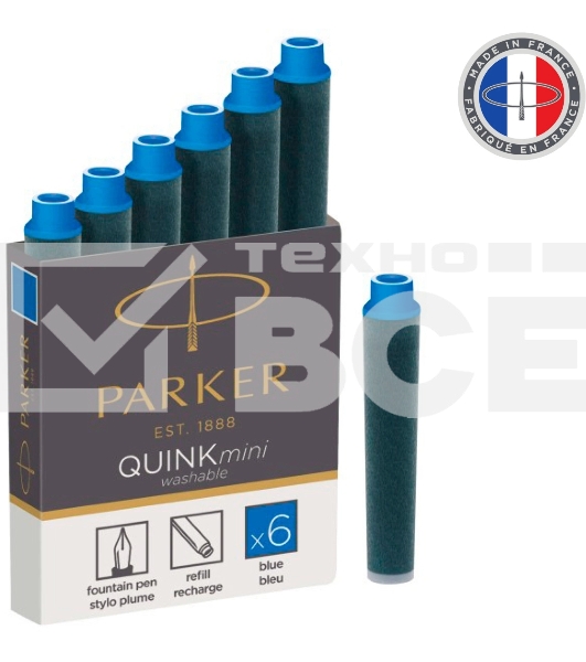 Картридж Parker Quink Z17 Mini (CW1950409) синие чернила для ручек перьевых (6шт)