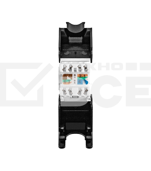 Модуль-вставка Keystone Jack RJ-45 ExeGate KJ-8P8C-U-C5e-180-TL (Кат.5e, неэкранированная, 180 градусов, IDC Toolless (без инструмента))