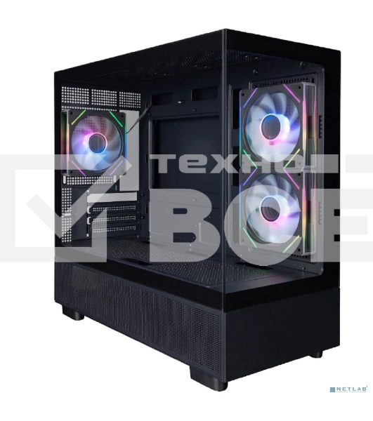 Корпус 1STPLAYER MIKU Mi5 ARGB Black / mATX / 3x120mm ARGB fans / Mi5-BK-2FC7R-1FC7
