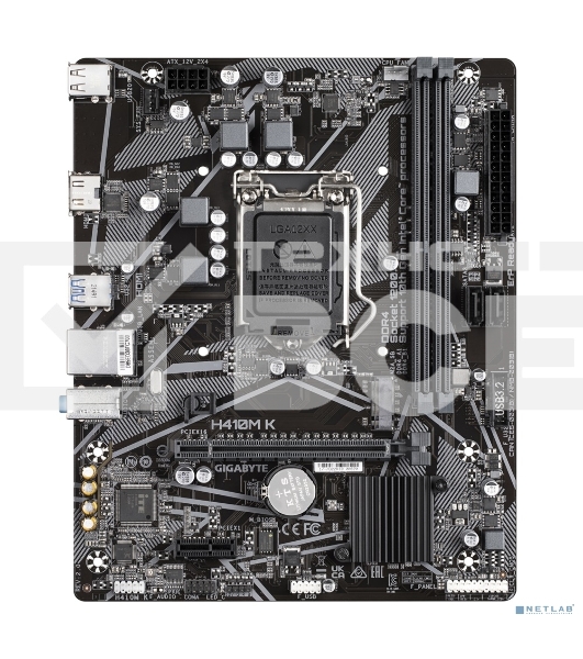 Материнская плата Gigabyte H410M K 2.0, LGA 1200, Intel Q470, 2xDDR4, 2xSATA, 1xM.2, 1xPCIe 3.0 x16, 1xPCIe x1, 1xHDMI, 1x 1Gb LAN, 2xUSB-A 3.2 Gen 1, 4xUSB-A 2.0, 3x3.5 мм, 7.1, mATX