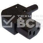 Вилка IEC 60320 C13, 10A, 250V, угловая, разборная, черная, фото 1