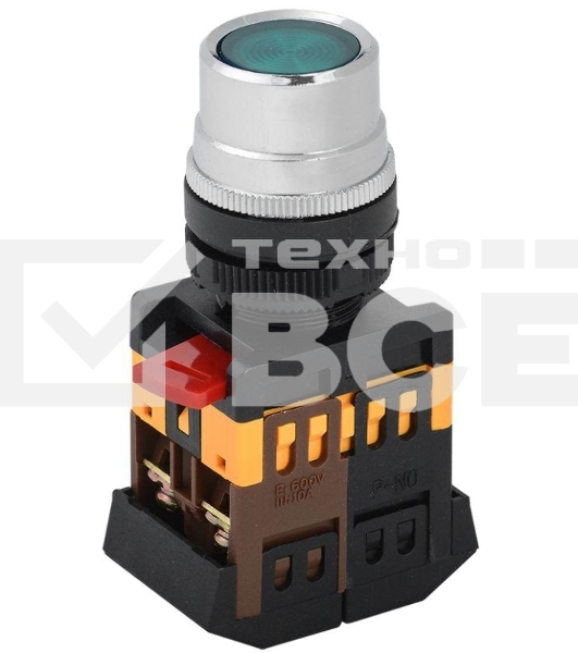 Кнопка ABLF-22 зеленый d22мм неон/240В 1з+1р IEK