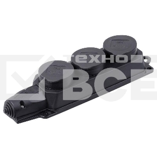 Розетка ИЭК ОМЕГА РБ33-1-0мIP44 трехместная с защитными крышками каучук