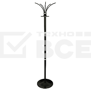Вешалка напольная Бюрократ Класс-ТМ 116/BLACK черный основание круг наконечники серый металлик крючки двойные для верхней одежды метал. (упак.:1шт)