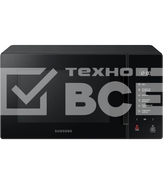 Микроволновая печь Samsung MS23T5018AK/BW черный, 23 л, 800 Вт, переключатели - сенсор