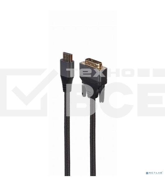 Кабель HDMI-DVI Cablexpert CC-HDMI-DVI-4K-6, 19M/19M, single link, 4K, медь, нейлоновая оплетка, метал.разъемы, 1.8м, черный, коробка