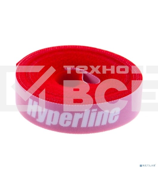 Лента (липучка) Hyperline WASNR-5x25-RD в рулоне, ширина 25 мм, длина 5 м, красная