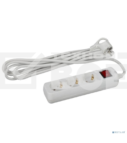 Удлинитель электрический UX-3es-1.5m с заземлением с выключателем 3 розетки 1.5м ПВС 3х0.75кв.мм 10А Эра Б0057740