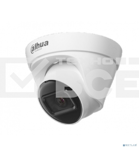 Уличная турельная IP-видеокамера DAHUA DH-IPC-HDW1230T1P-0280B-S6 2Мп, 1/2.8” CMOS, объектив 2.8мм, детектор человека, ИК-подсветка до 30м, IP67, корпус: металл, пластик