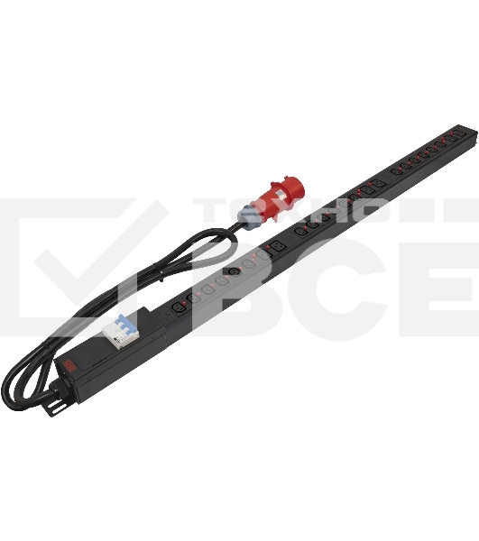 Блок распределения питания Powercom PDU-32AV24-18C3-6C9-3P верт.размещ. 18xC13 6xC19 3x32A IEC 60309 2м