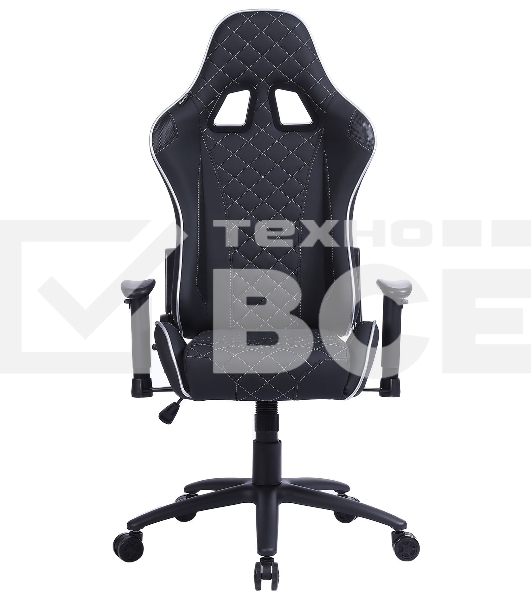 Кресло игровое Cactus CS-CHR-030BLS черный/серебристый, сиденье черный/серебристый, эко.кожа, с подголов. крестовина металл, пластик черный