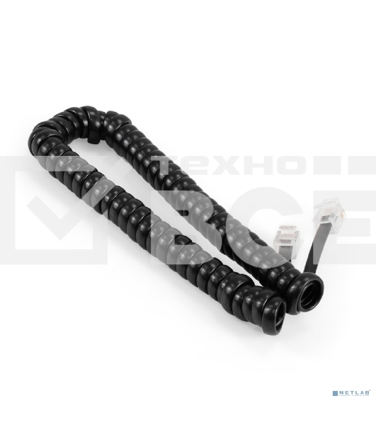 Патч-корд телефонный ExeGate TC4P4C-2M (шнур для телефонной трубки, витой, RJ-10 (4P-4C), 2м, черный)