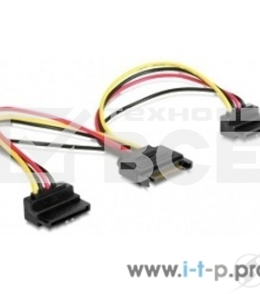 Кабель Gembird/Cablexpert Кабель питания SATA, 15см, 15pin (M)/2x15pin(F) на 2 SATA устройства, угловой разъем (CC-SATAM2F-02)