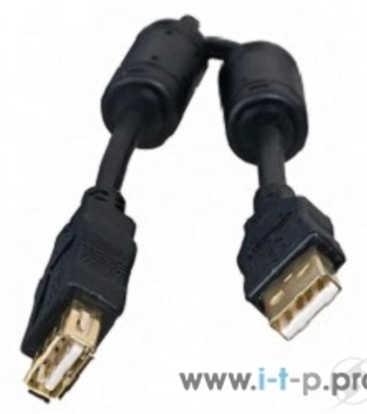 Кабель 5bites Проф. Кабель 5bites UC5011-050A USB2.0, AM/AF, зол.разъемы, ферр.кольца, 5м., черный