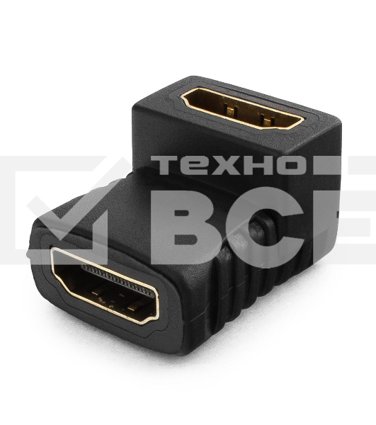 Переходник Gembird Переходник HDMI-HDMI 19F/19F, угловой, золотые разъемы, пакет A-HDMI-FFL