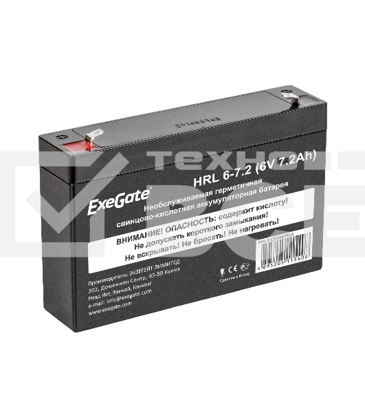 Батарея ExeGate HRL 6-7.2 (6V 7.2Ah), клеммы F1