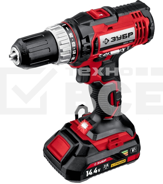 Дрель-шуруповерт аккумуляторная Зубр ДШЛ-145-21, Аккумуляторная, 14,4В, Кейс