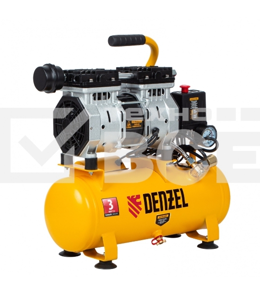 Компрессор DLS650/10 безмаслянный малошумный 650 Вт, 120 л/мин,ресивер 10 л  Denzel