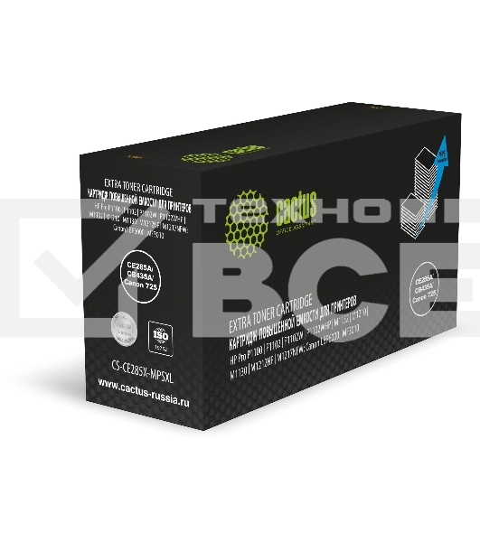 Картридж лазерный Cactus CS-CE285X-MPSXL CE285A/CB435A/Canon 725 черный (8000стр.) для HP Pro P1100/P1102/P1102W/P1102WHP/M1132/M1210/M1130/M1212NF/M1217NFW; Canon LBP6000