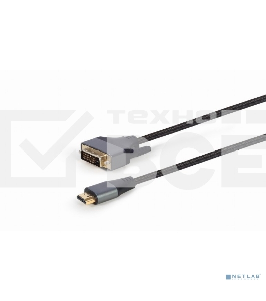 Кабель HDMI-DVI Cablexpert CC-HDMI-DVI-4K-6, 19M/19M, single link, 4K, медь, нейлоновая оплетка, метал.разъемы, 1.8м, черный, коробка