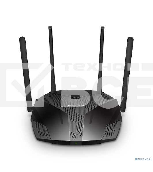 Двухдиапазонный роутер MERCUSYS AX3000 Wi-Fi 6, до 574 Мбит/с на 2,4 ГГц + до 2402 Мбит/с на 5 ГГц,4 фиксированные внешние антенны, 3 гигабитных порта LAN, 1 гигабитный порт WAN