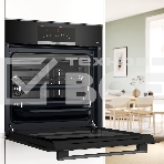 Встраиваемый духовой шкаф Bosch, Serie 8, объем 67 л, 12 режимов нагрева, 4D Hotair, телескопические направляющие, пиролиз, сенсорное управление, 40 автоматических программ, цвет черный, фото2