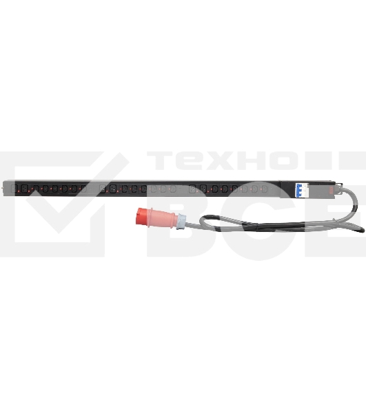 Блок распределения питания Powercom PDU-32AV24-18C3-6C9-3P верт.размещ. 18xC13 6xC19 3x32A IEC 60309 2м