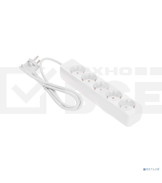 Удлинитель 5 гнезд, 1,5 м, 3х0,75 мм², с/з, белый PROconnect