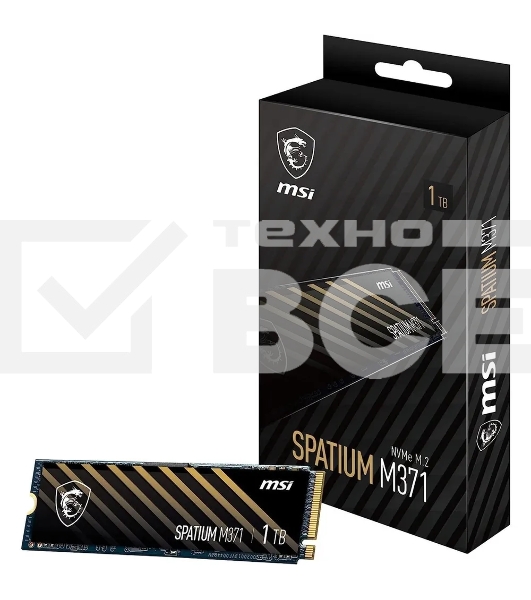 Накопитель SSD MSI Spatium M371, 1ТБ, M.2 2280, PCIe 3.0 x4, NVMe, M.2