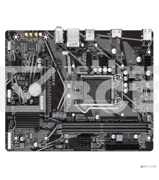Материнская плата Gigabyte H410M K 2.0, LGA 1200, Intel Q470, 2xDDR4, 2xSATA, 1xM.2, 1xPCIe 3.0 x16, 1xPCIe x1, 1xHDMI, 1x 1Gb LAN, 2xUSB-A 3.2 Gen 1, 4xUSB-A 2.0, 3x3.5 мм, 7.1, mATX
