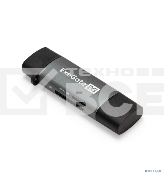 Кард-ридер ExeGate CR-201CA (кабель-адаптер USB Type-A/Type-C --> Card Reader, поддержка стандартов: SD/SDHC/MMCII/RS MMC, Micro SD/ Micro SDHC/Micro SDXC, Plug&Play, серый)