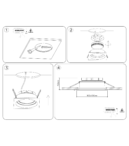 Светильник Ambrella light TN52233 BK черный IP20 GX53 110*110*44