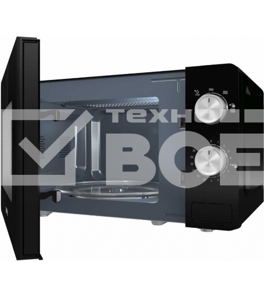 Микроволновая печь Gorenje MO20E1B черный, 20 л, 800 Вт, переключатели - поворотный механизм