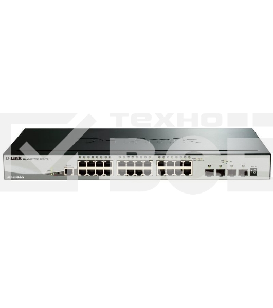 Управляемый стекируемый коммутатор D-Link DGS-1510-28XMP/A1A SmartPro с 24 портами 10/100/1000Base-T с поддержкой РоЕ и 4 портами 10G Base-X SFP+