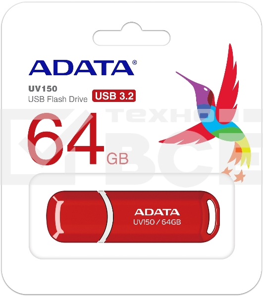 Флеш диск 64GB ADATA UV150, USB 3.0, Красный