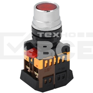 Кнопка ABLF-22 красный d22мм неон/240В 1з+1р IEK