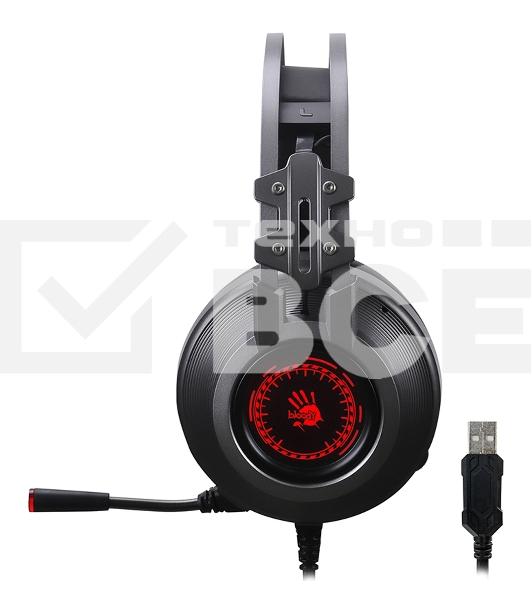 Наушники с микрофоном A4Tech Bloody J527 серый 2м мониторные USB оголовье (J527)