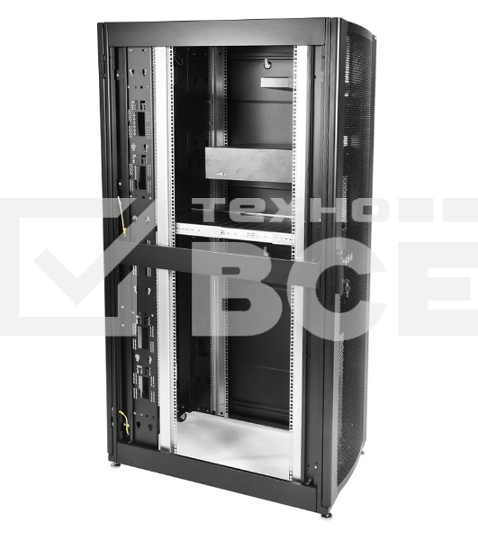 Шкаф серверныйЦМО! ПРОФ напольный 42U (800x1200) дверь перфорированная 2 шт., цвет черный, в сборе (ШТК-СП-42.8.12-44АА-9005)