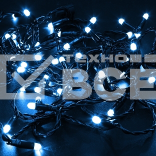 Гирлянда Neon-night Нить 10м, эффект мерцания (каждый 5-ый), черный ПВХ, 230В, Синий