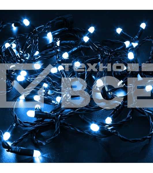 Гирлянда Neon-night Нить 10м, эффект мерцания (каждый 5-ый), черный ПВХ, 230В, Синий