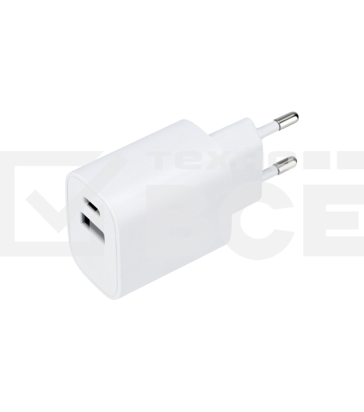 Сетевое зарядное устройство Rexant USB + Type-C, 5V, 2.4 A, белое
