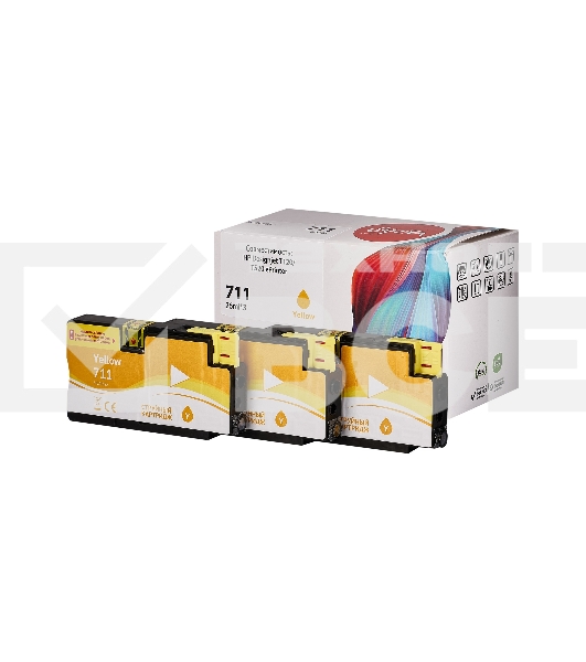 Набор струйных картриджей Sakura CZ136A (№711 Yellow 3-pack) для HP, желтый, 26 мл. (3шт)